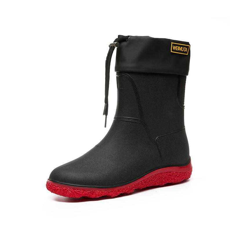 

Medium tube men s bundle rain shoes waterproof casual rain boots lightweight kitchen non-slip rubber shoes platform water shoes work 45