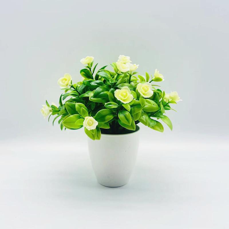 

Искусственные цветы в горшках Искусственные цветочные украшения и Имитация зеленого растения Бонсай с 18 бутонами лотоса белый