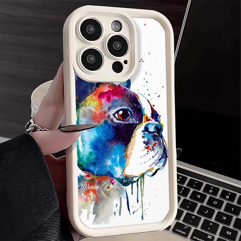 Phone Case for iPhone 17 Air 16E 15 16 Pro Max French Bulldog Dog Pug Design Cover 14 Plus 13 12 Mini Soft Shell Silicone Fundas