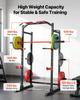Power Cage Power Rack, Multifunctional Barbell Squat Rack with Adjustable Height, Home Gym Strength Training Workout Equipment with J-Hooks & More