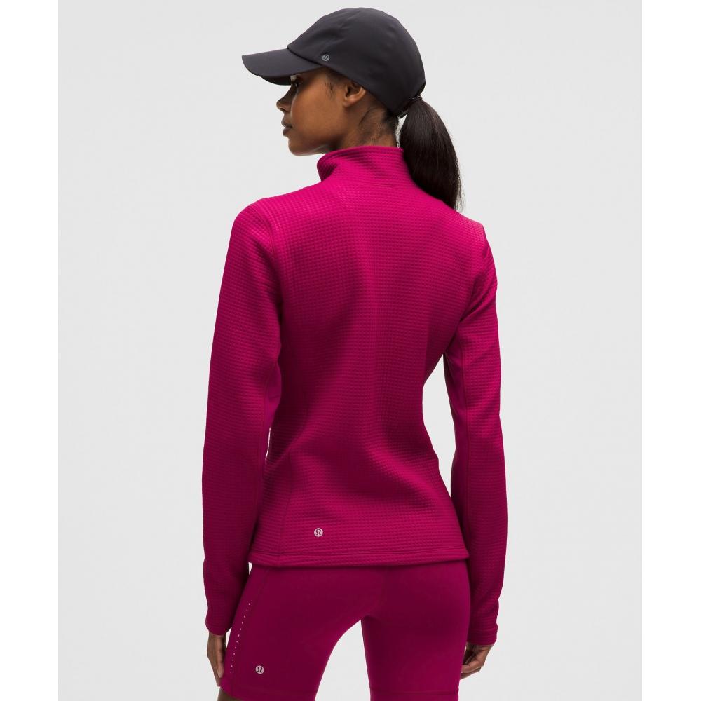 Lululemon Waffle Knit Half Zip Long Sleeve Shirt Berry Rumble