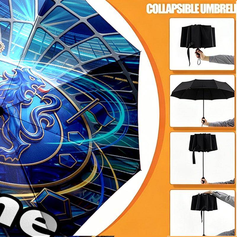 Custom Name Personalized Chelsea Football Club Print Umbrella, Auto Open Close, 8‑Rib Sturdy Frame, Commute Camping Hiking Use, Birthday Gift