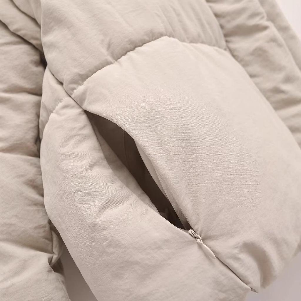 Damen 2024 Herbst/Winter Europäischer & Amerikanischer Stil Kapuzenjacke Warm Baumwollwattiert Kurz