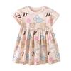 Fashion Foreign Trade Children's Wear Summer Pure Cotton Girl Dress Short Sleeve Baby Pig Print Western Style Knitted Skirt Fashion