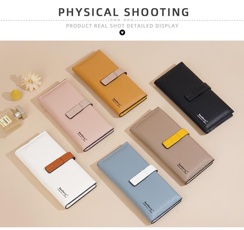 Baellerry Women's Korean Style Color Block Multi-Card Long Wallet Clutch