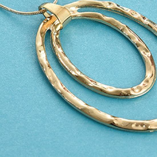 Lady Necklace Exaggerated Double-layered Hoop Penant Sweater Chain Electroplated Snake Bone Chain Lightweight Clothes Accessory for Daily Wear