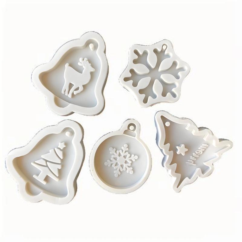 Mini Christmas Silicone Mold Set with Holes, Used for DIY Chocolate, Candy, Frosting, Cake Decoration, Crayons, Melting Stone