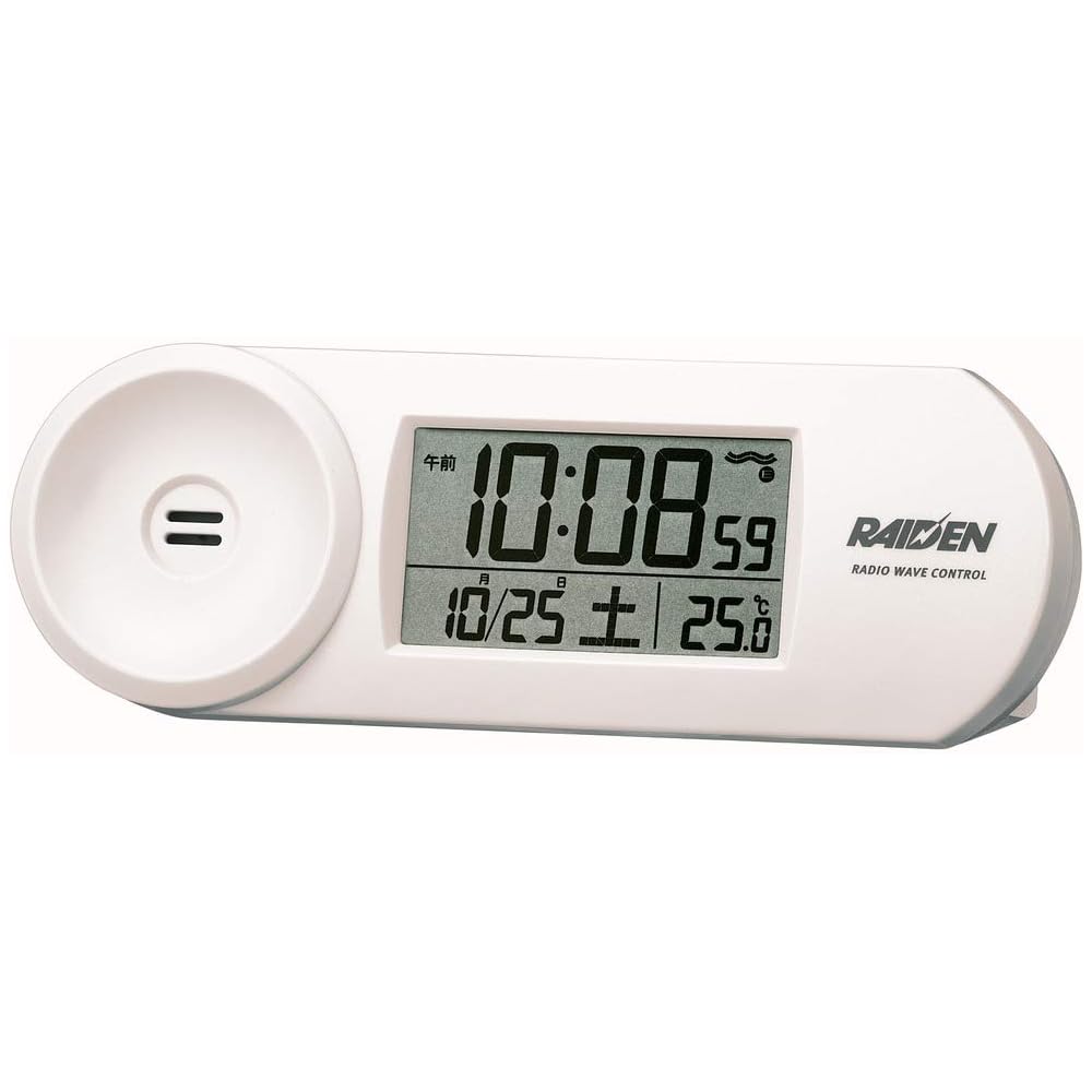 Seiko Clock PYXIS RAIDEN Digital Alarm Clock (White) - Radio Controlled, Loud Alarm, Dimensions: 9.0 x 12.3 x 4.6 cm (BC407W)