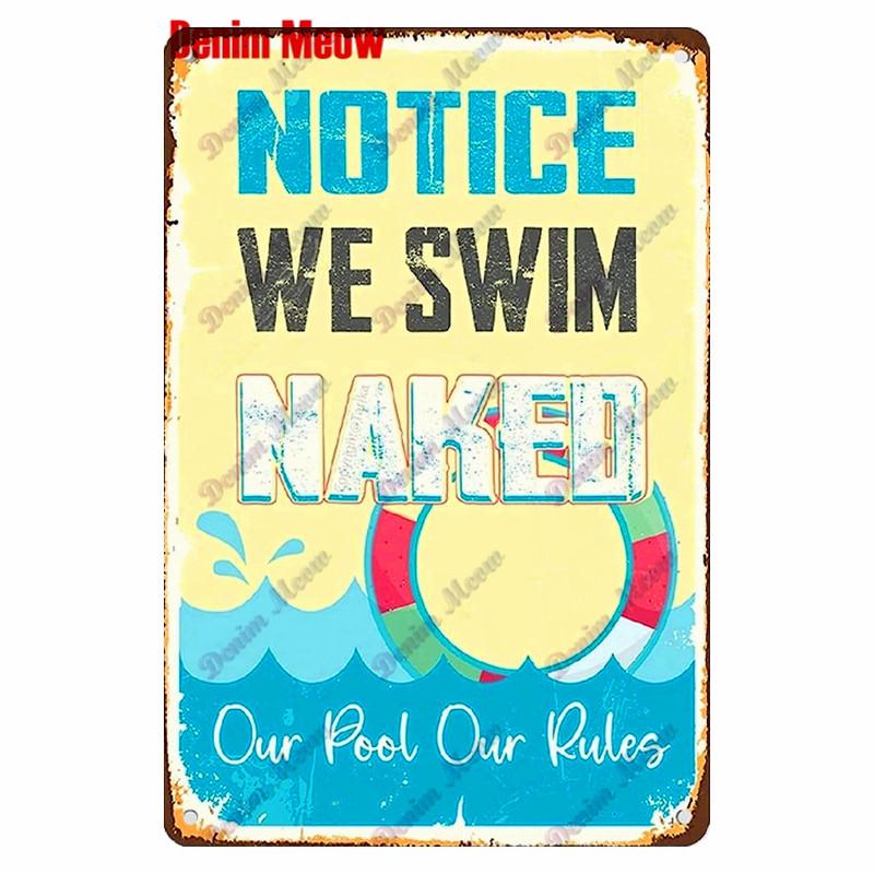 Retro Pool Rules Metal Sign Tin, Vintage Summer Swim Happy Place Plates, Wall Sign, Bar & Grill, Pub Decor, WY51