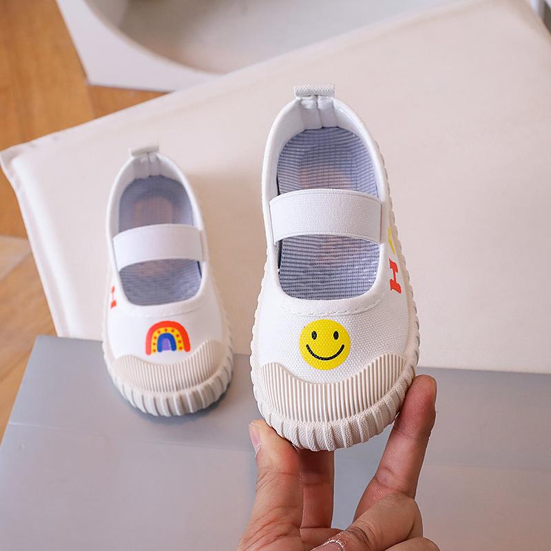 Kids Smiley And Rainbow Print Mary Jane Canvas Shoes 21