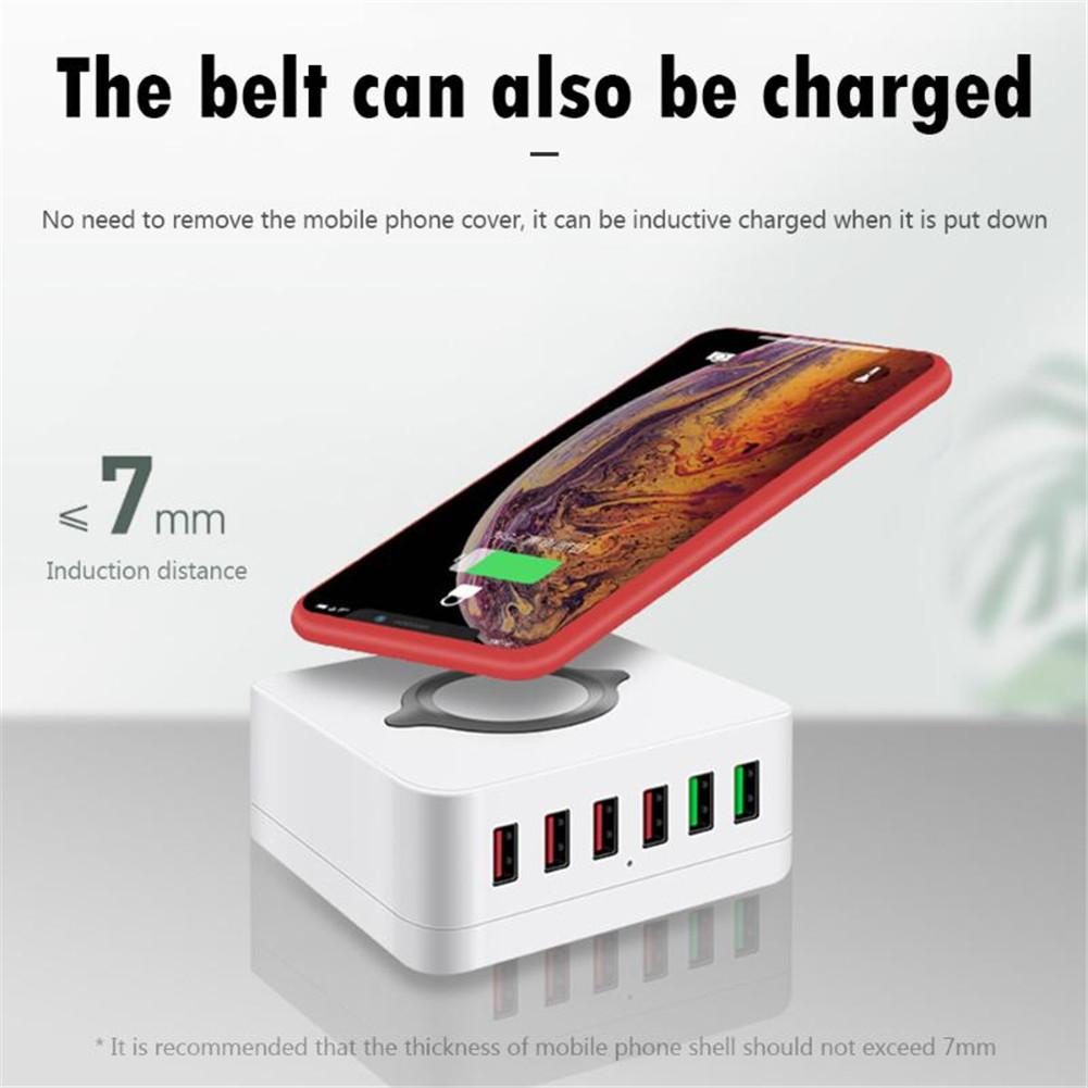 6-Port USB Qi Fast Wireless Charger Dual Quick Charge QC3.0 Charging Station