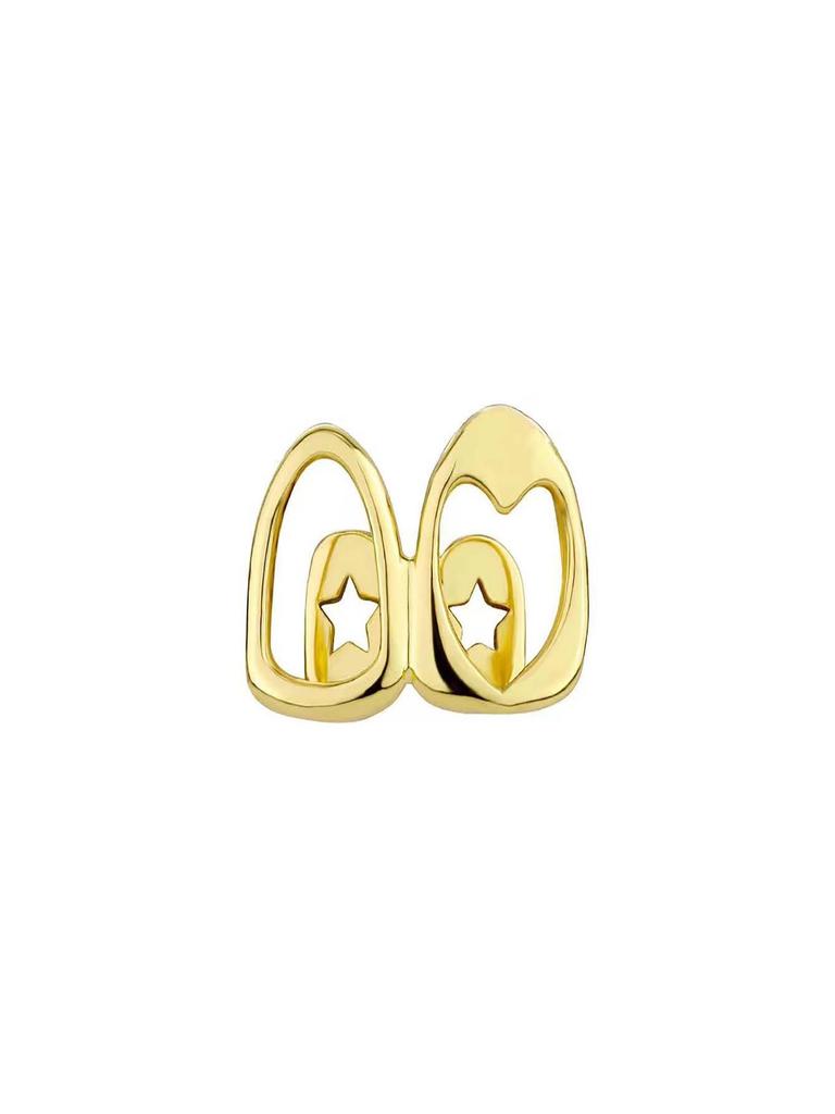 Jinwu Two-Tone Hollow Heart Grillz - Hip Hop Gold Teeth Streetwear Accessory