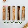 1 Set Handmade Natural Wooden Dinner Kit with Spoon Fork Chopsticks - Kitchen Accessories Storage Box