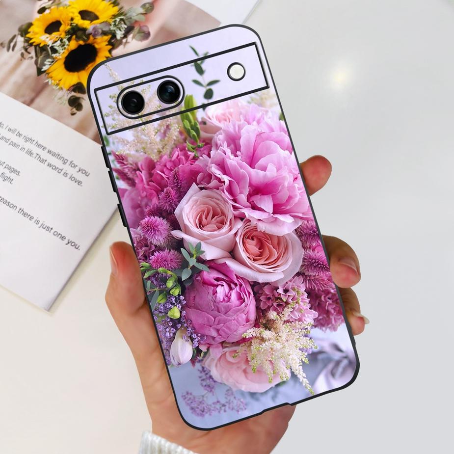 For Google Pixel 8A Case Pixel8 Pro Cute Cat Flower Painted Cover Silicone Phone Case For Google Pixel 8 Pro Pixel8A Soft Fundas