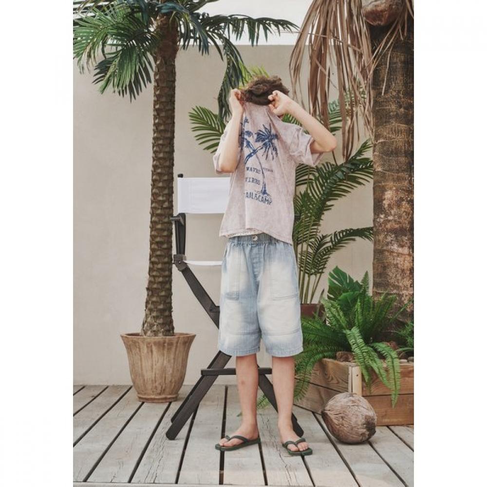 Bluetail Blue Stripe Half Length Denim Pants Azc3pt01bu