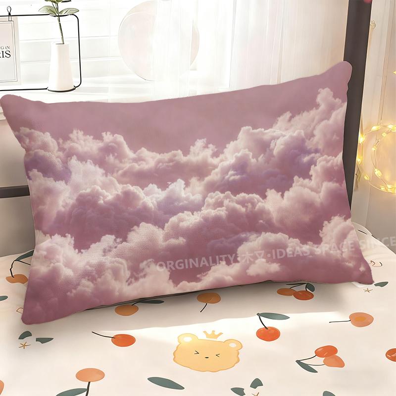 Pink Clouds Patterned Pillowcase Suitable For Sofa Bedroom Car Pillow Cover Cushion Rectangular Back Cushion