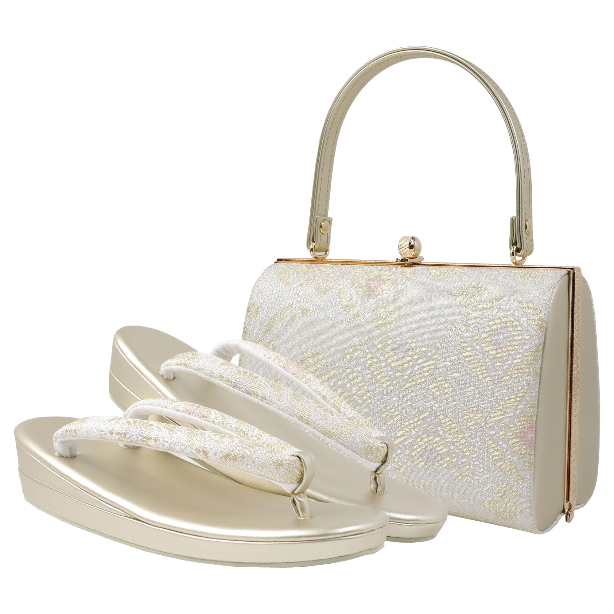 

Комплект сандалий и сумки для формальных мероприятий, изготовленный из оби для посещения выпускного вечера, вступительного экзамена и стильной носки для женщин [НИШИОРИ], высококачественная ткань,