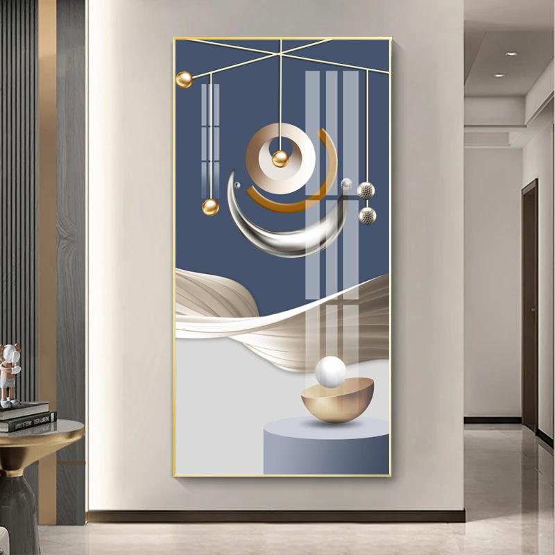 Pictură abstractă de lux de pânză aurie, artă de perete cu lumină copac bogat, afișe și imprimeuri pentru cerb, pentru decorarea coridorului, verandă