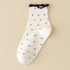 Black Fungus Lace Socks for Women, Spring and Autumn Style, Pile Socks, Cotton Socks, Summer Polka Dot Roll, Boneless Mid-calf Socks