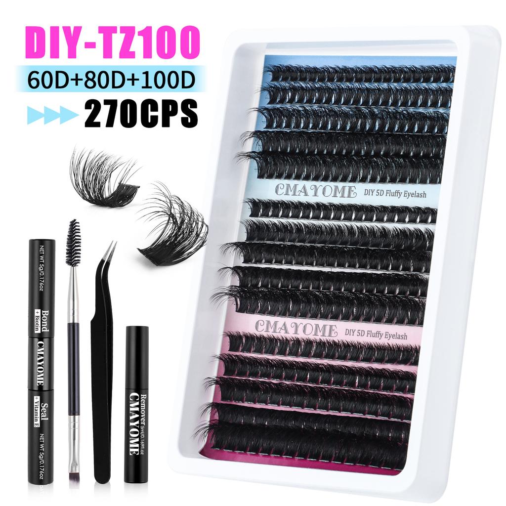 Thick 300-Cluster D-Song Mixed False Eyelash Set 10-18M Curled Diy Segmented Eyelashes