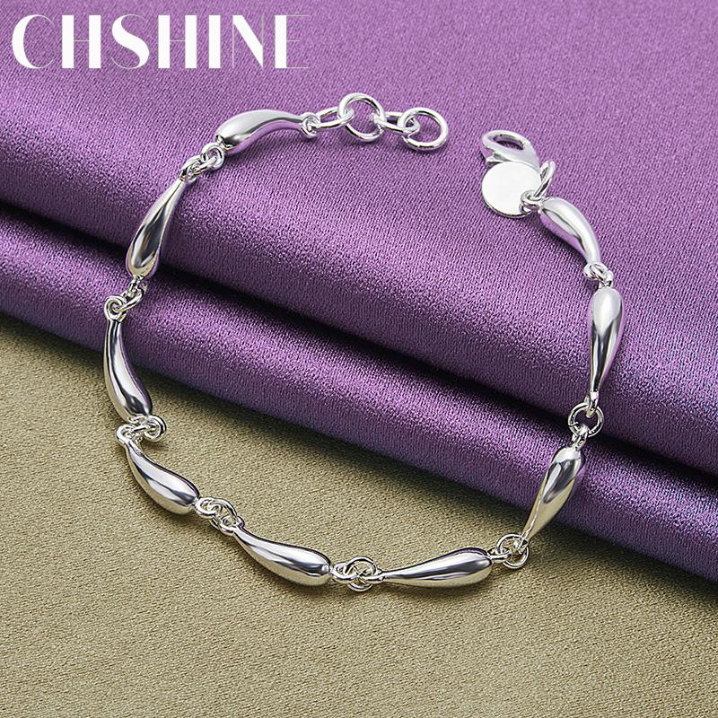 CHSHINE 925 Sterling Silver Water Drop Chain Bracelet Fashion Charm Wedding Party For Women Jewelry