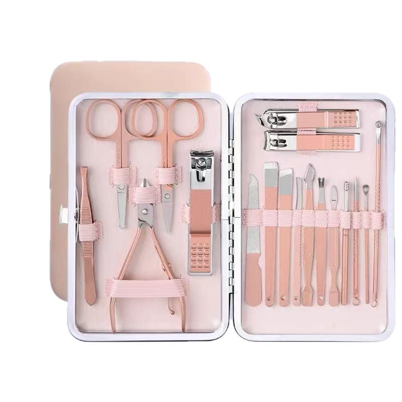 18-Piece Rose Gold Stainless Steel Nail Clipper Manicure Set