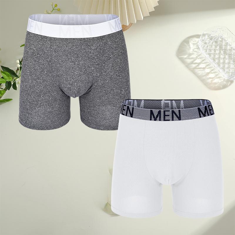 FINETOO 2Pcs Teenagers To Adults Parent-child Boyshort Simple Fashion Plus-size Shorts Men's Comfortable Underwear Elastic Waist
