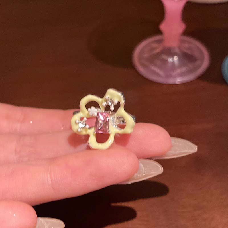 

Y2K Colorful Drip Oil Flower Rings for Women Sweet Cute Geometric Block Zircon Rings Fashion Aesthetic Jewelry Gifts Wholesale