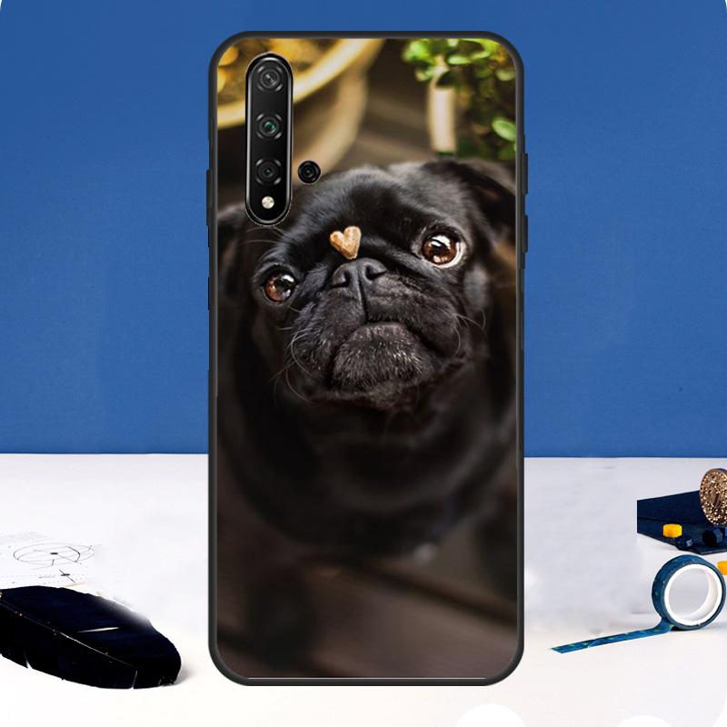 

Cute Black Pug Dog Case For Huawei Nova 12i 7i 8i 11i 12s 11 9 10 SE Y60 Y61 Y70 Y72 Y73 Y90 Y91 P30 P40 Lite Nova 10 SE