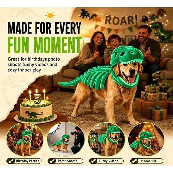 120cm/90cm Dinosaurierskelett Hundekostüm Lustiges Halloween Haustier Outfit Großes Tier Cosplay Kleidung für Hunde
