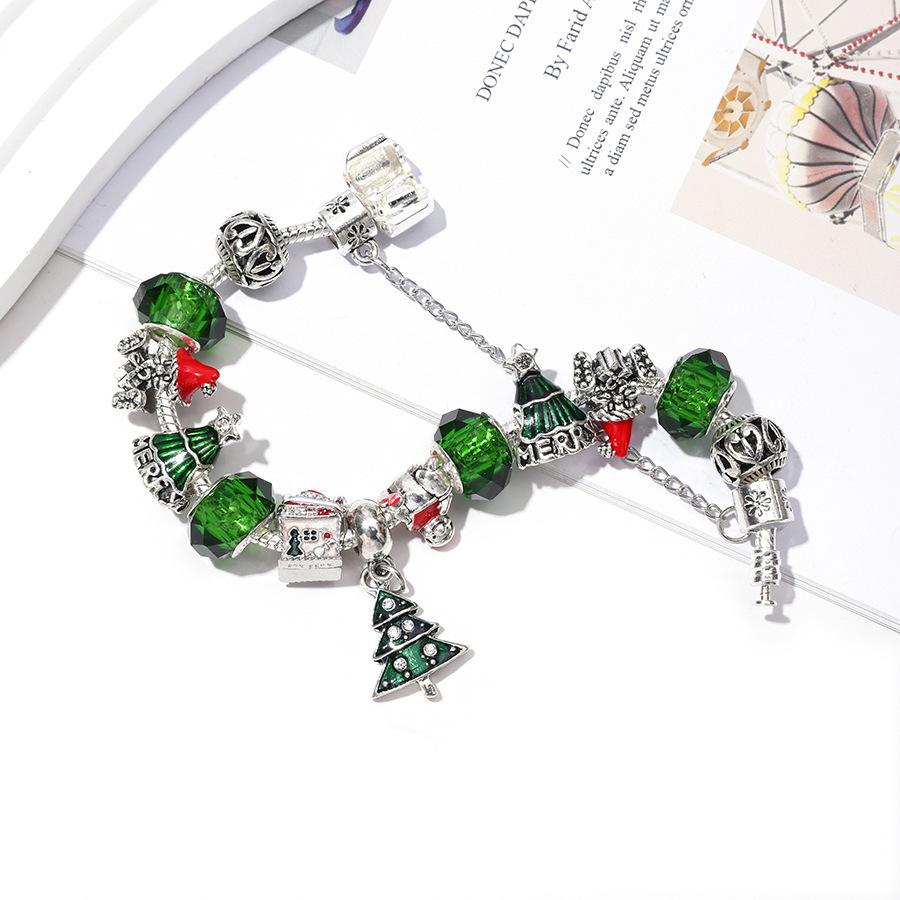 Bransoletka z koralikami Pan's European Charm z zawieszką choinki - Styl vintage dla kobiet