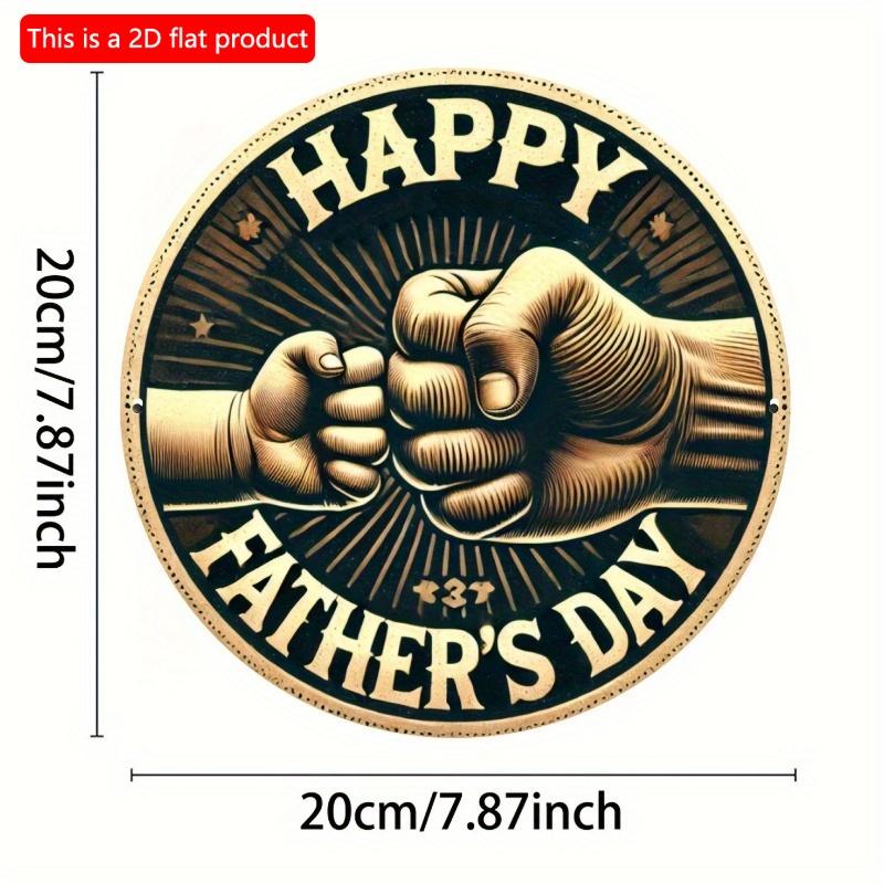 2d Flat 20*20cm, Wooden Happy Father'S Day Vintage Wooden Sign, Round Wall Decor for Home, Farmhouse, Porch and Bedroom, Perfect Holiday Gift