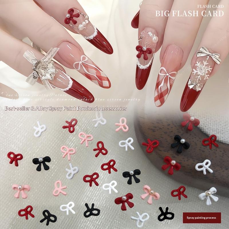 10Pcs Bow Mini Nail Art Nail  Bowknot Nails Decals Nails Art Design Nail Charm Nail Art Decoration Accessories