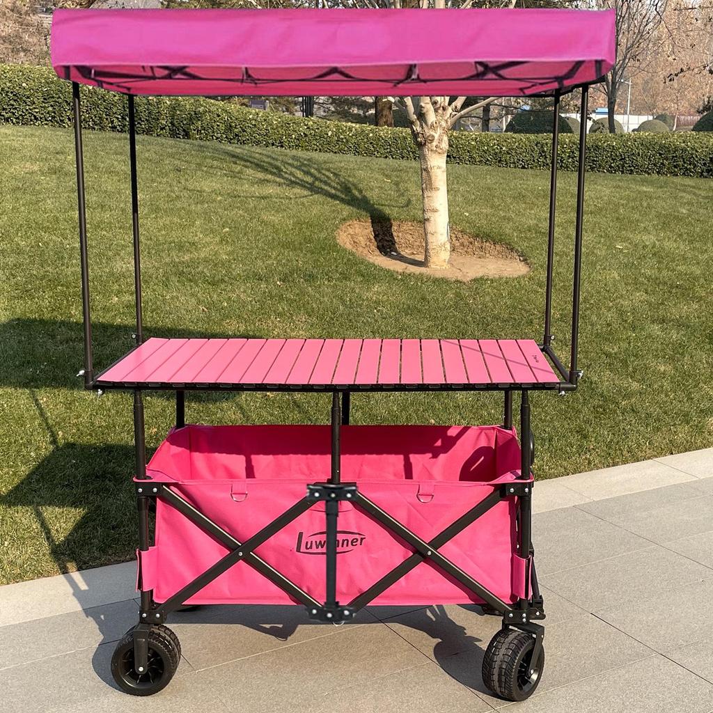 Adjustable Folding Carbon Steel Camping Table and Pushcart
