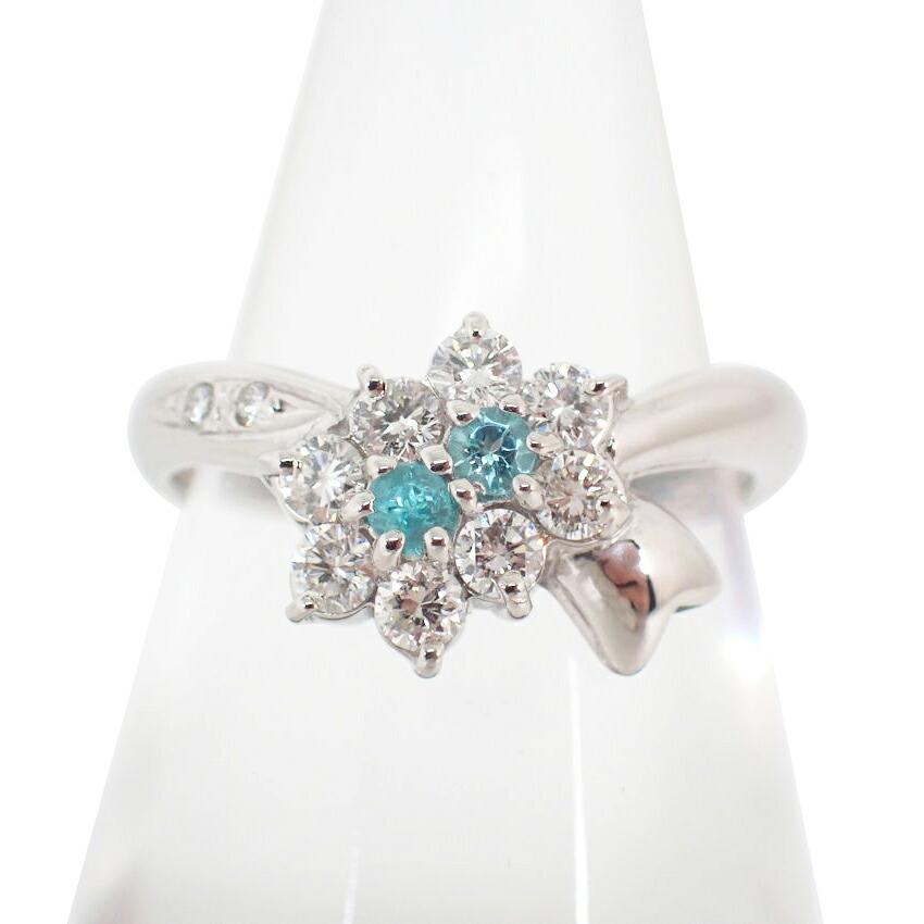 

[Used]] Pt900 Paraiba tourmaline and diamond ring / size 10 / j65-2