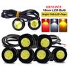 2/6/10 נורות LED DRL לרכב אורות איתות COB 12V 7000K לבן 18 מ"מ עין נשר אורות יום אורות ערפל גיבוי מנורות סטיילינג DRL
