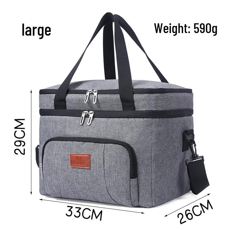 Double-Layer Insulated Picnic Bag - Large, Single Shoulder, Waterproof, Heat-Pressed, Fresh-Keeping, Outdoor Handheld.