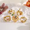 1 Stück Stylischer Ring 18K Vergoldet Mehrfarbig 304 Edelstahl & Zirkonia Offene Ringe Blumenblätter Für Damen Geschenk