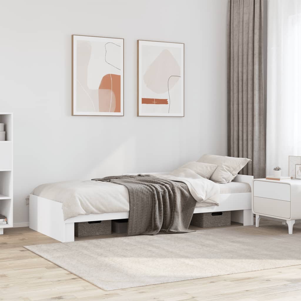 Bed Frame White 75 x 190 cm Particleboard