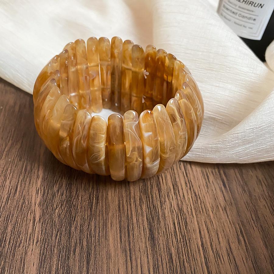 Iridescent Acrylic Semicircle Elastic Bracelet - Fresh & Sweet High-End Women's Jewelry 2025.