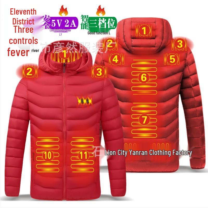 Dual-Control Hooded Heated Jacket with Three-Speed Intelligent Temperature Heating