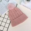 Winter Warm Pullover Cap with Fluffy Ball Beanies Cap Fashion Knitted Hat  for Male Female