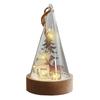 Christmas Dome Glass Ornament LED Light Up Reindeer Christmas Tree Little Church in Cloche Tabletop Decoration for Indoor Room Desktop Decor
