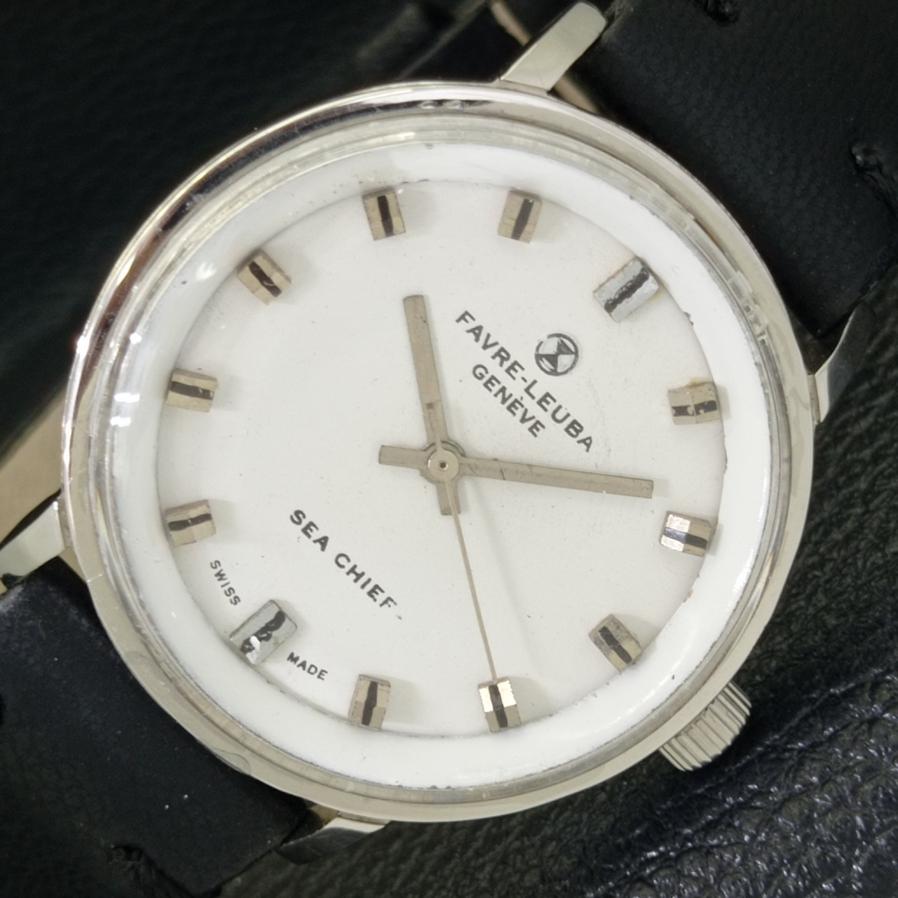 

SWISS FAVRE LEUBA GENEVE SEA CHIEF MENS HAND-WINDING WHITE DIAL WATCH a430904-2 R104-a430904
