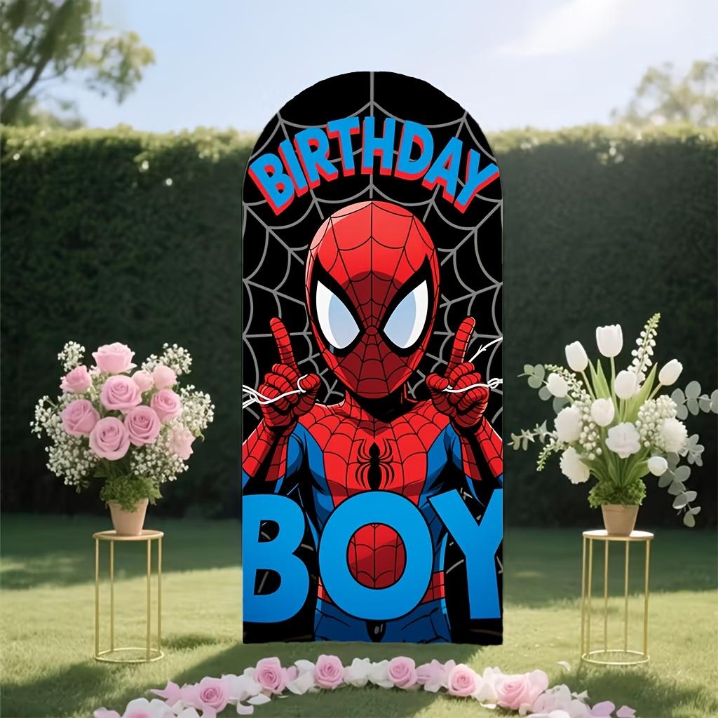 BEPAN Spiderman theme arched background customizable children's birthday party decoration background baby shower props stretch fabric