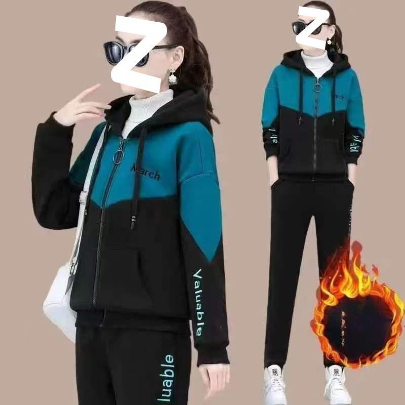 Thick-fabriced and Warm Sports Suit for Women, Suitable for Autumn and Winter, Elegant Mid-aged Coat, Winter Clothing, Casual Two-piece Set