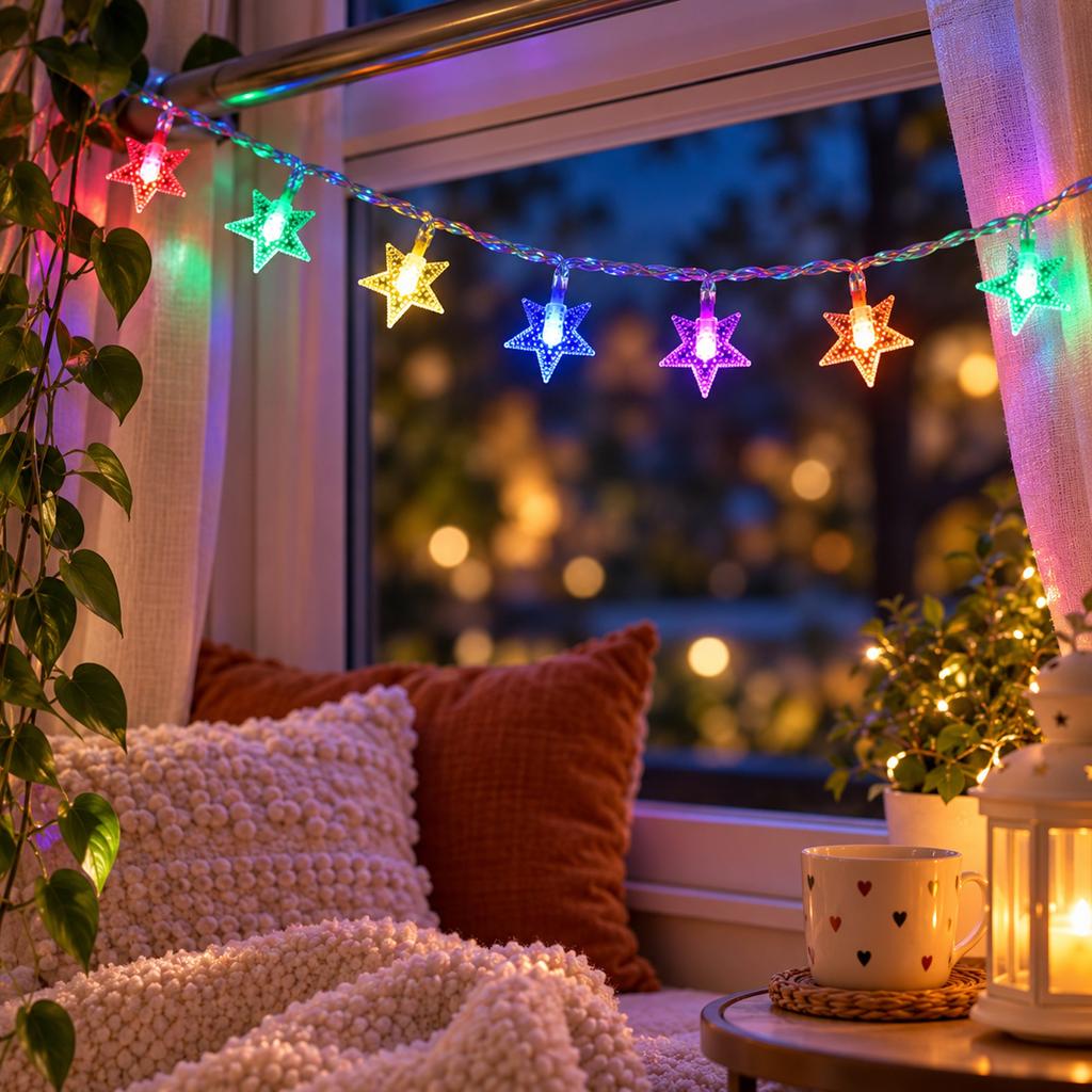 6 Meter 40 Light Christmas Star String Lights Warm Battery Operated for Indoor Outdoor Holiday Decor