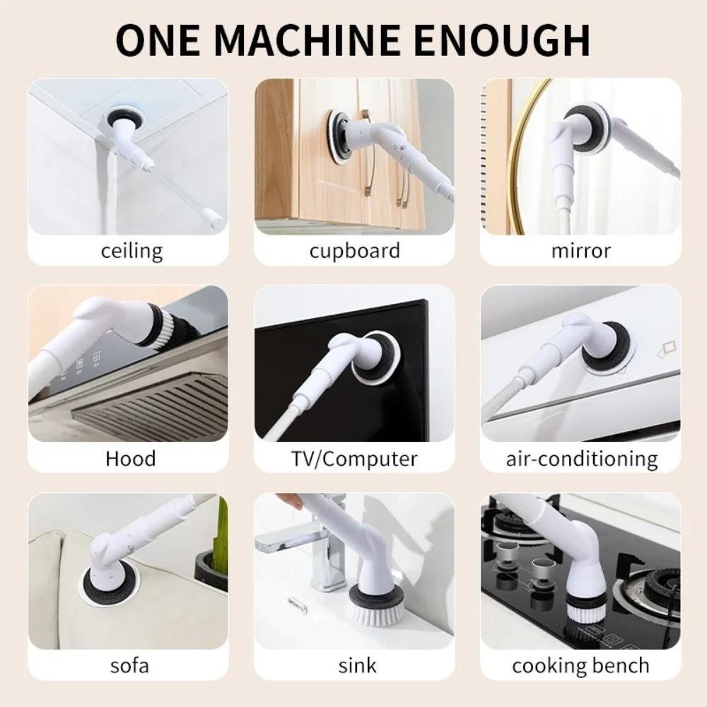 5W Portable Electric Cleaning Brush Cordless Electric Spin Cleaning Scrubber Shower Cleaning Brush Kitchen Bathroom Cleaning Gadgets