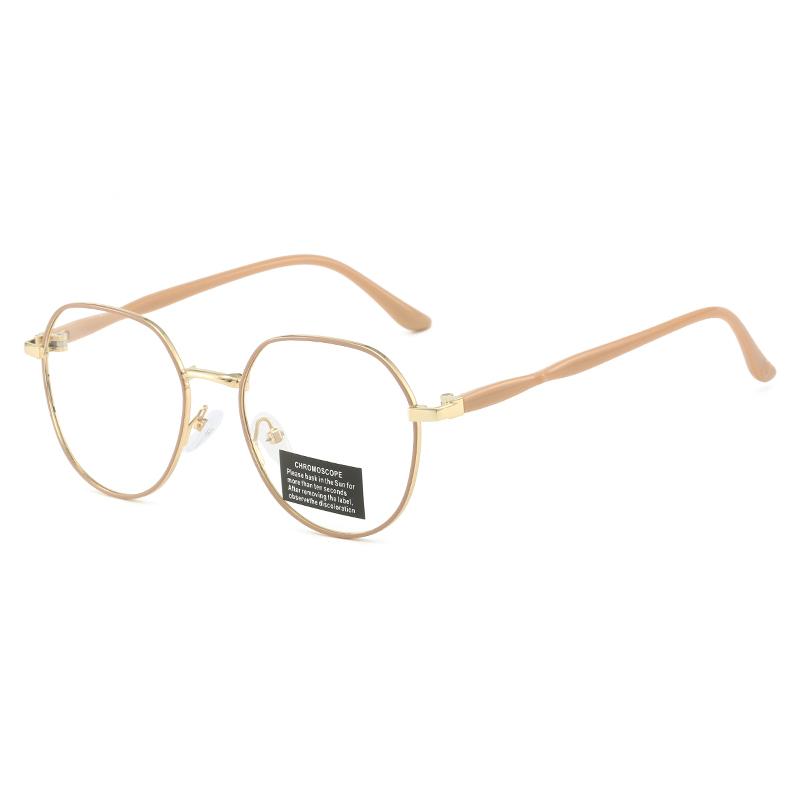 Photochromic Anti Radiation Eyeglasses For Women/Men Milk Tea Color Anti-blue Glasses Frame Anti rad Sun Adaptive Glass Metal Round Female Sunglasses
