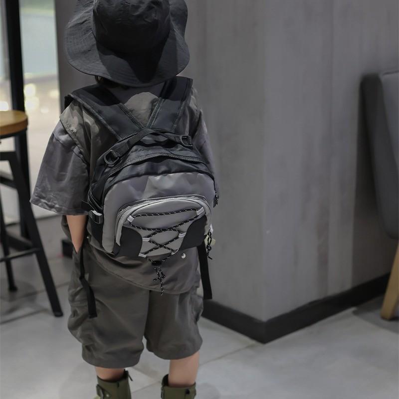 Trendy Korean Style Kids Backpack Fashionable Color Block Canvas Backpack For Boys Girls